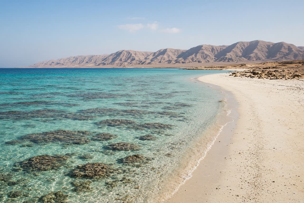 Rev och ökenkust vid Hurghada vid Röda havet